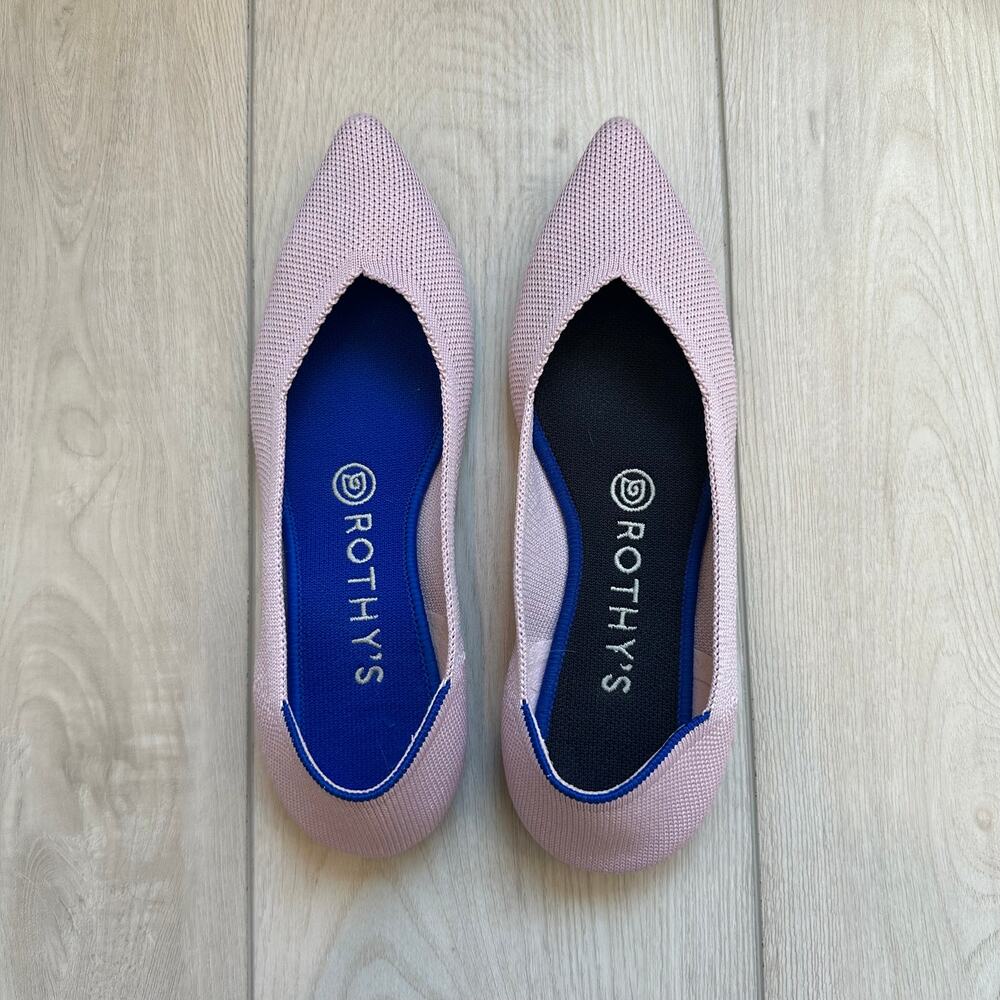 Rothy's The Point light pale pastel pink pointed recycled sustainable flats W7
